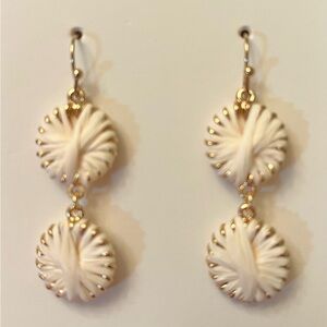 Old Navy Cream Double Disc Drop Earrings